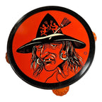 Vintage Halloween Witch Tin Litho Tambourine Noisemaker Instrument  - T. Cohn
