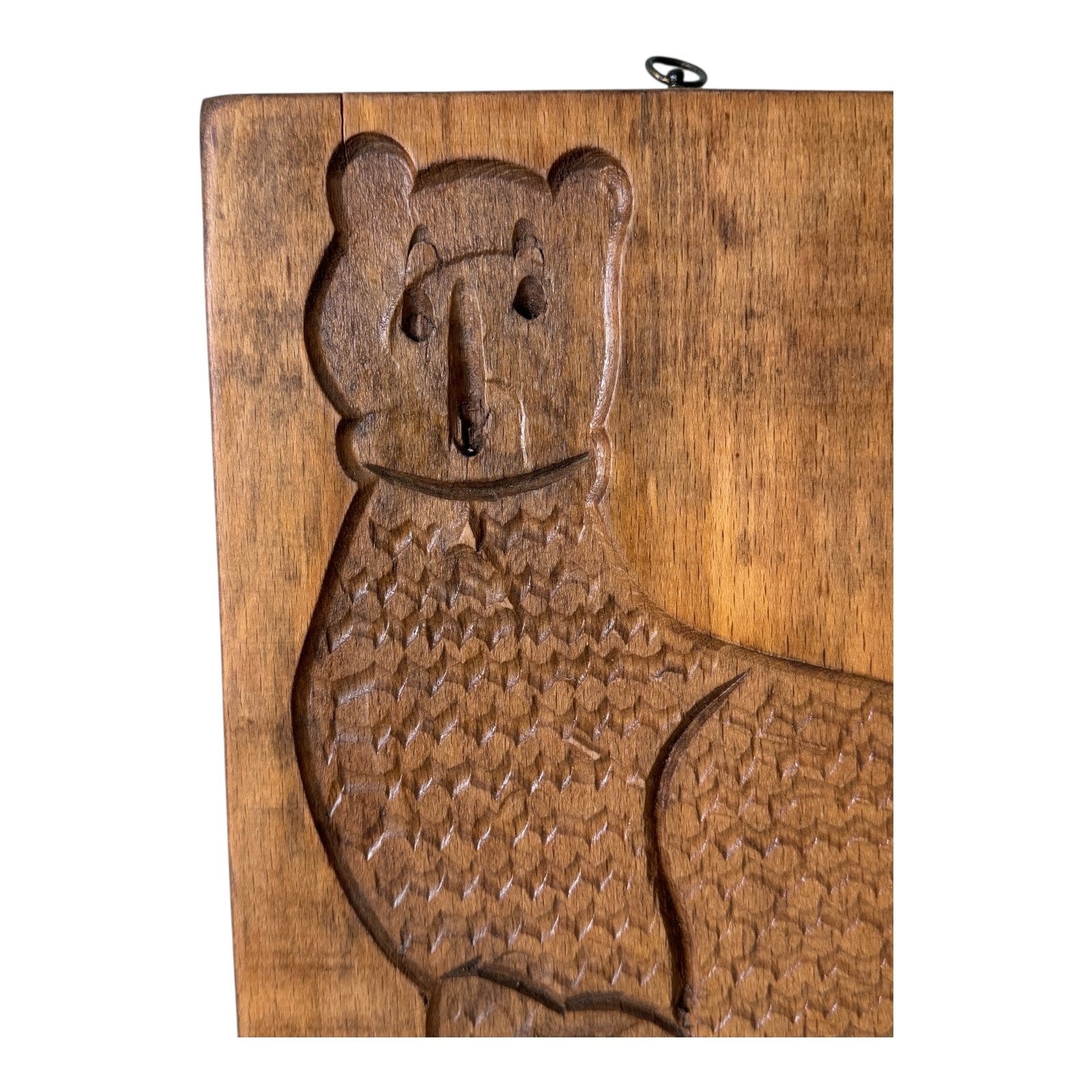 Vintage Folk Art Wooden Cat Cookie Mold Wall Hanging