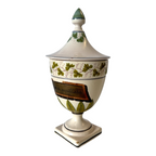 Antique Italian Majolica Apothecary Urn Jar with Lid - Pharmacy Drug Jar