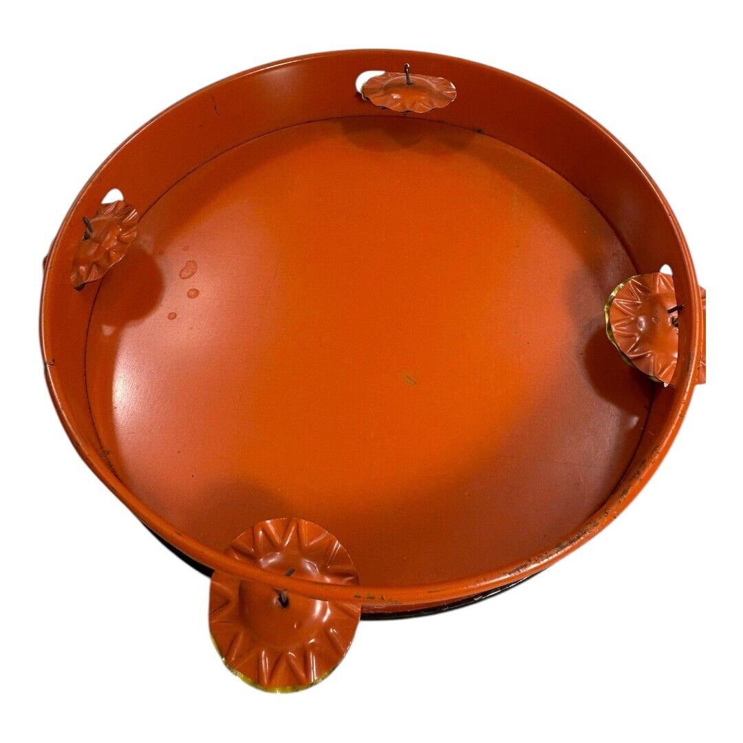 Vintage Halloween Witch Tin Litho Tambourine Noisemaker Instrument  - T. Cohn