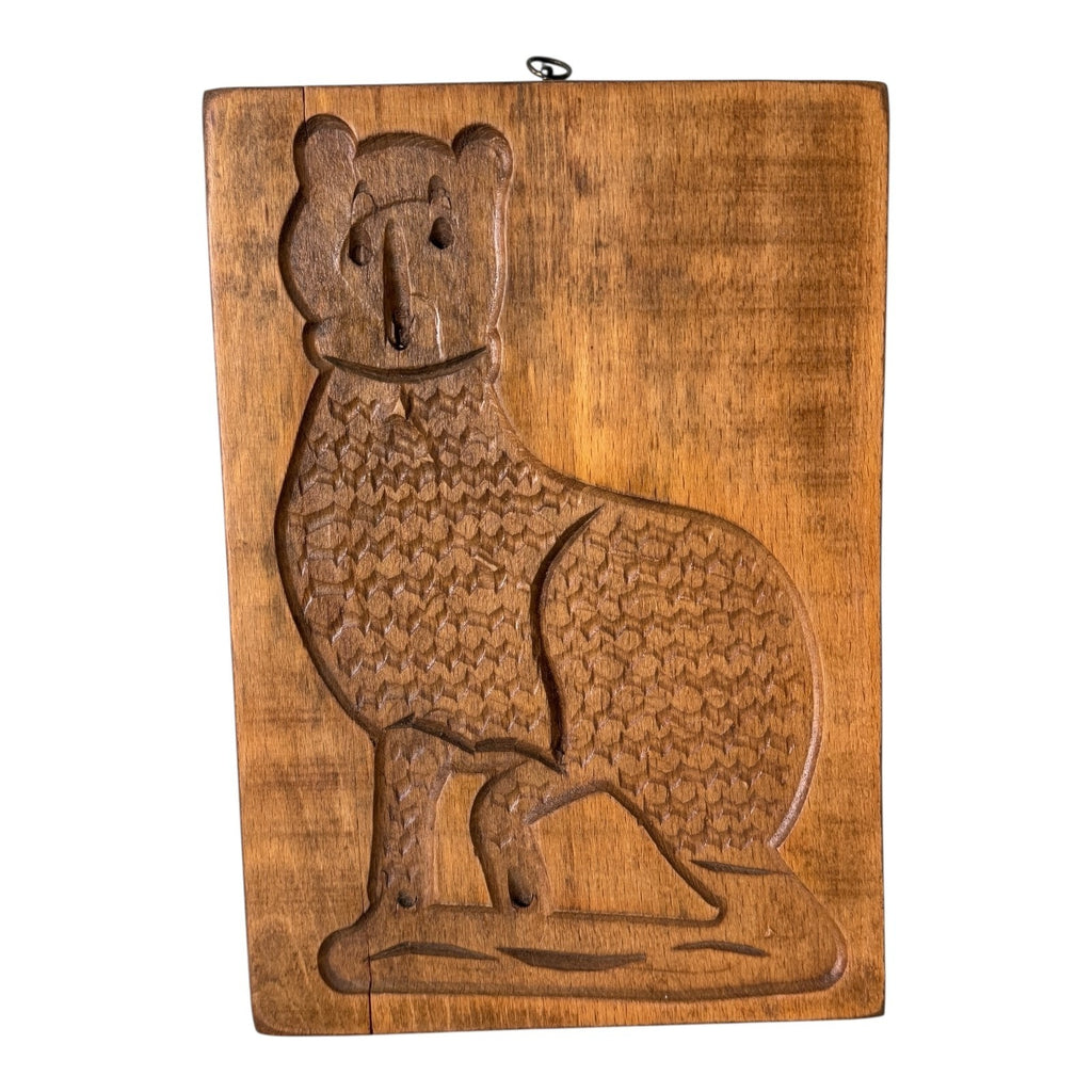 Vintage Folk Art Wooden Cat Cookie Mold Wall Hanging