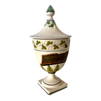 Antique Italian Majolica Apothecary Urn Jar with Lid - Pharmacy Drug Jar