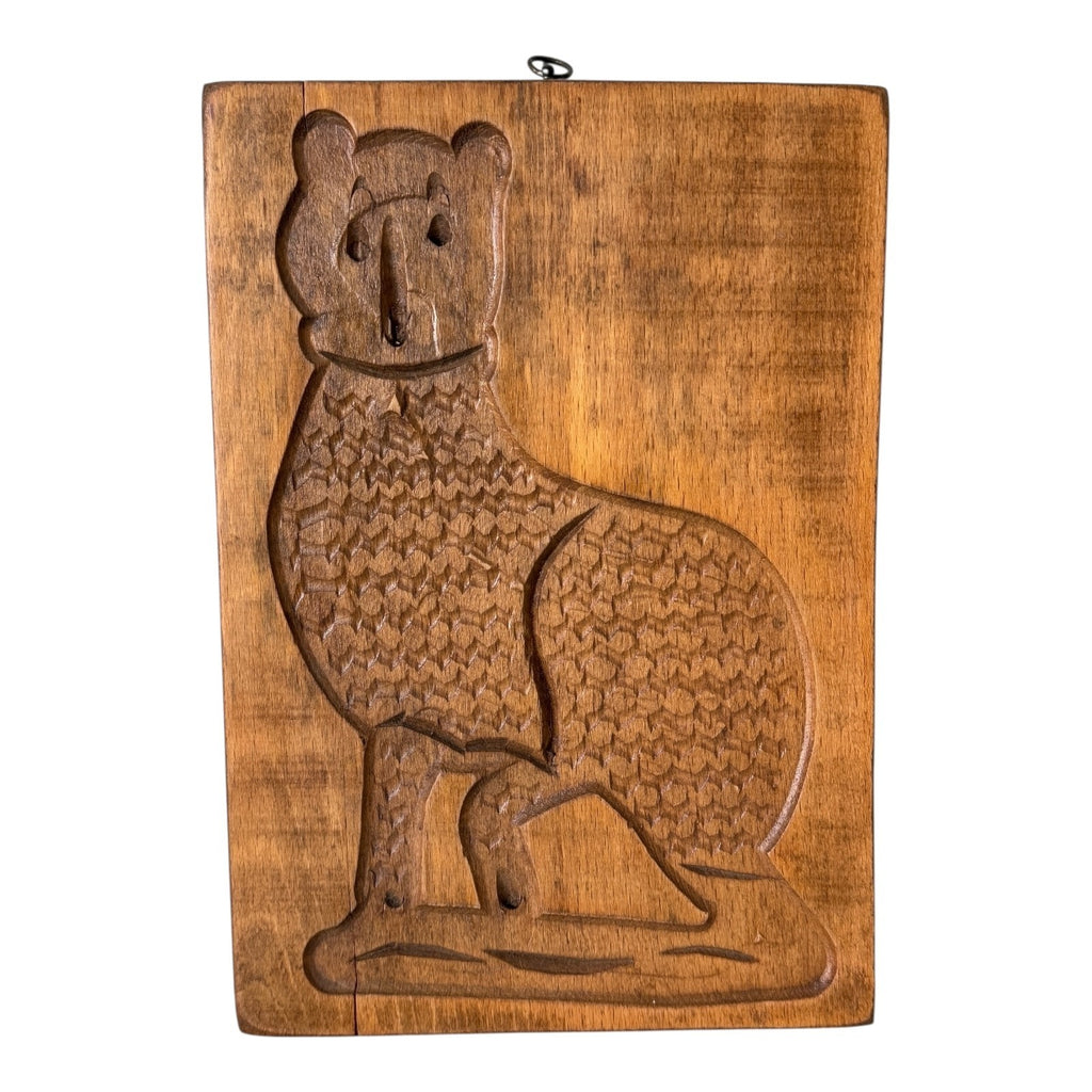 Vintage Folk Art Wooden Cat Cookie Mold Wall Hanging