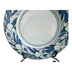 Antique Dedham Stoneware Pottery Iris Pattern Blue Crackle Cabinet Plate, 6"