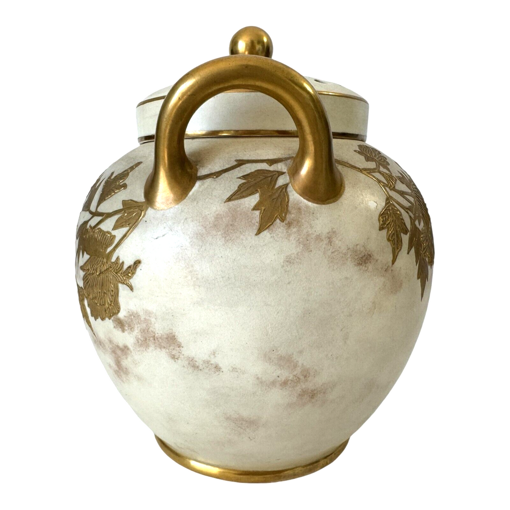 Antique Wedgwood Gold Floral Potpourri Jar with Pierced Lid
