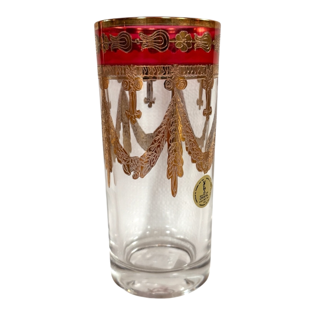 Vintage Italian Hollywood Regency Gilt Highball Glass - Martha Stewart Prop