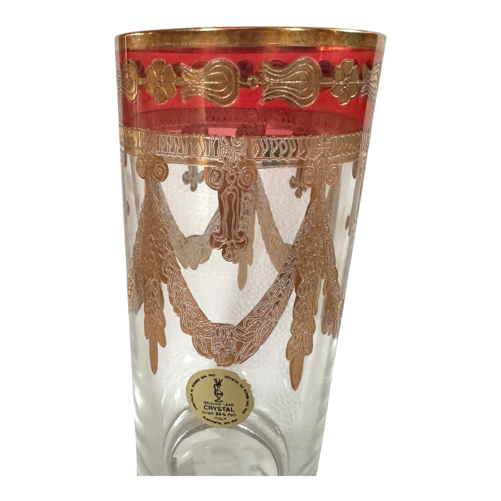 Vintage Italian Hollywood Regency Gilt Highball Glass - Martha Stewart Prop