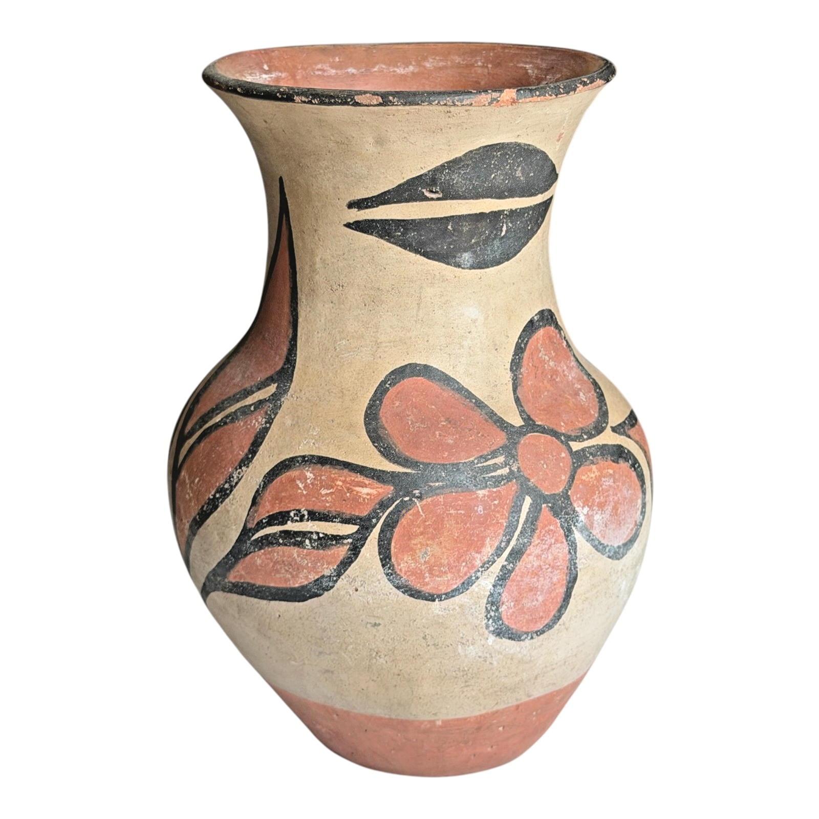 Vintage Santo Domingo Pueblo Native American Floral Pottery Vase