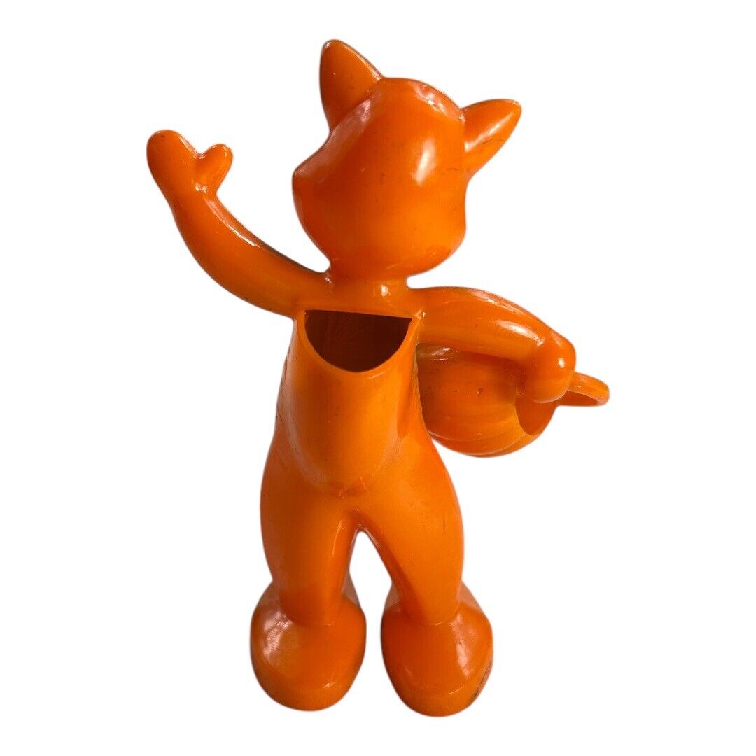 Vintage Rosbro Dancing Cat with Green Black Shirt Candy Container Toy