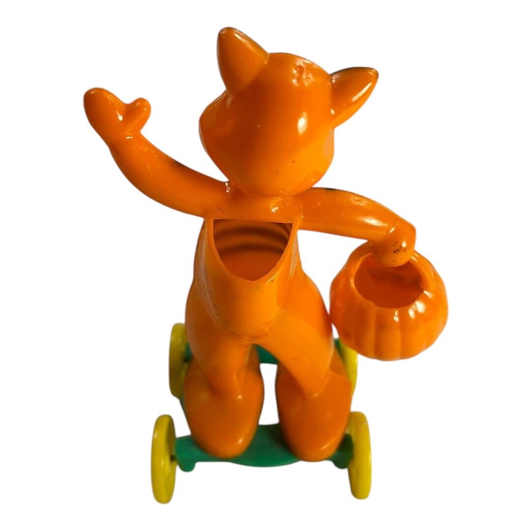Vintage Rosbro Dancing Cat with Green Black Shirt Candy Container Toy