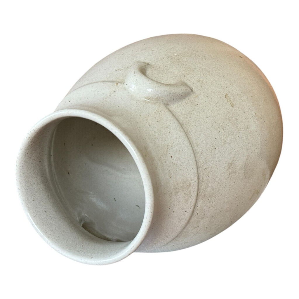 Antique White Glazed Stoneware Water Cooler Crock Jug with Lid