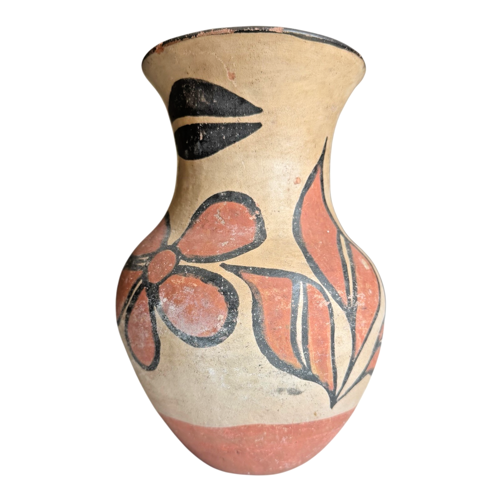 Vintage Santo Domingo Pueblo Native American Floral Pottery Vase