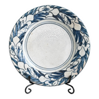 Antique Dedham Stoneware Pottery Iris Pattern Blue Crackle Cabinet Plate, 6"