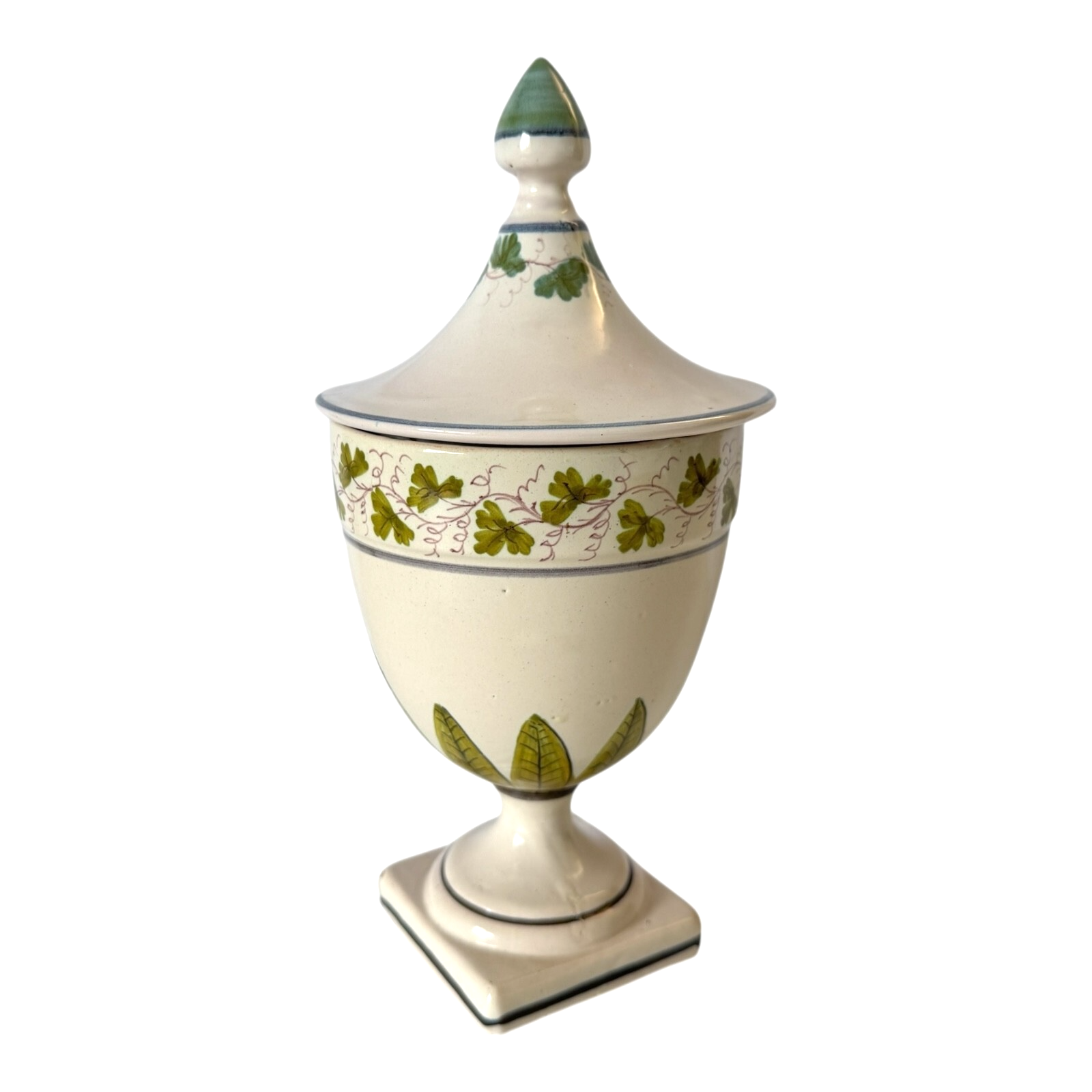Antique Italian Majolica Apothecary Urn Jar with Lid - Pharmacy Drug Jar
