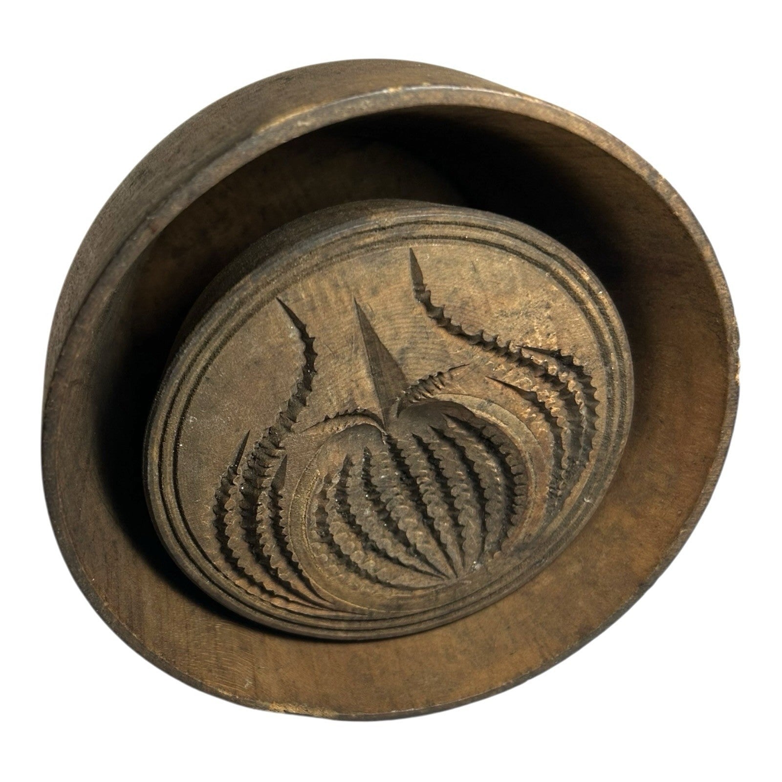 Antique Wooden Hand Carved Bell Shaped Butter Mold