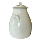 Antique White Glazed Stoneware Water Cooler Crock Jug with Lid