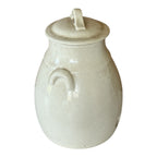 Antique White Glazed Stoneware Water Cooler Crock Jug with Lid