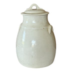 Antique White Glazed Stoneware Water Cooler Crock Jug with Lid