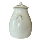 Antique White Glazed Stoneware Water Cooler Crock Jug with Lid