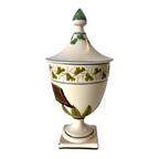 Antique Italian Majolica Apothecary Urn Jar with Lid - Pharmacy Drug Jar