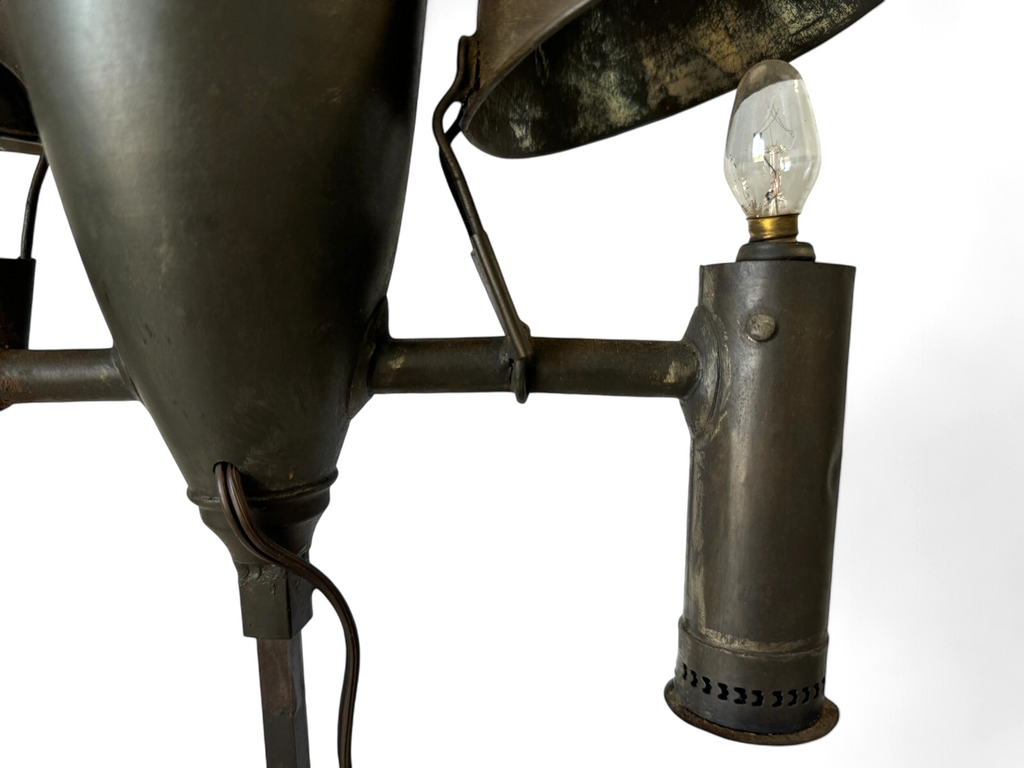 Antique Industrial Student Desk Lamp Double Shade Central Font Metal Lamp