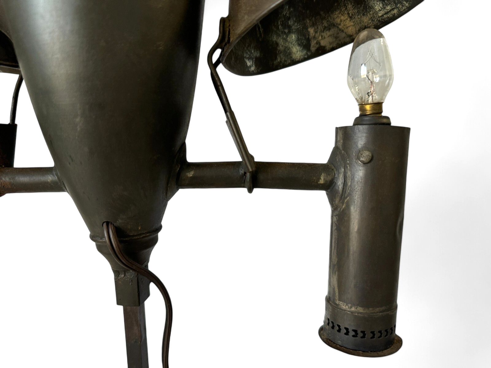Antique Industrial Student Desk Lamp Double Shade Central Font Metal Lamp