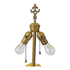 Vintage Durand Pulled Feather Art Nouveau Glass Dual Socket Lamp