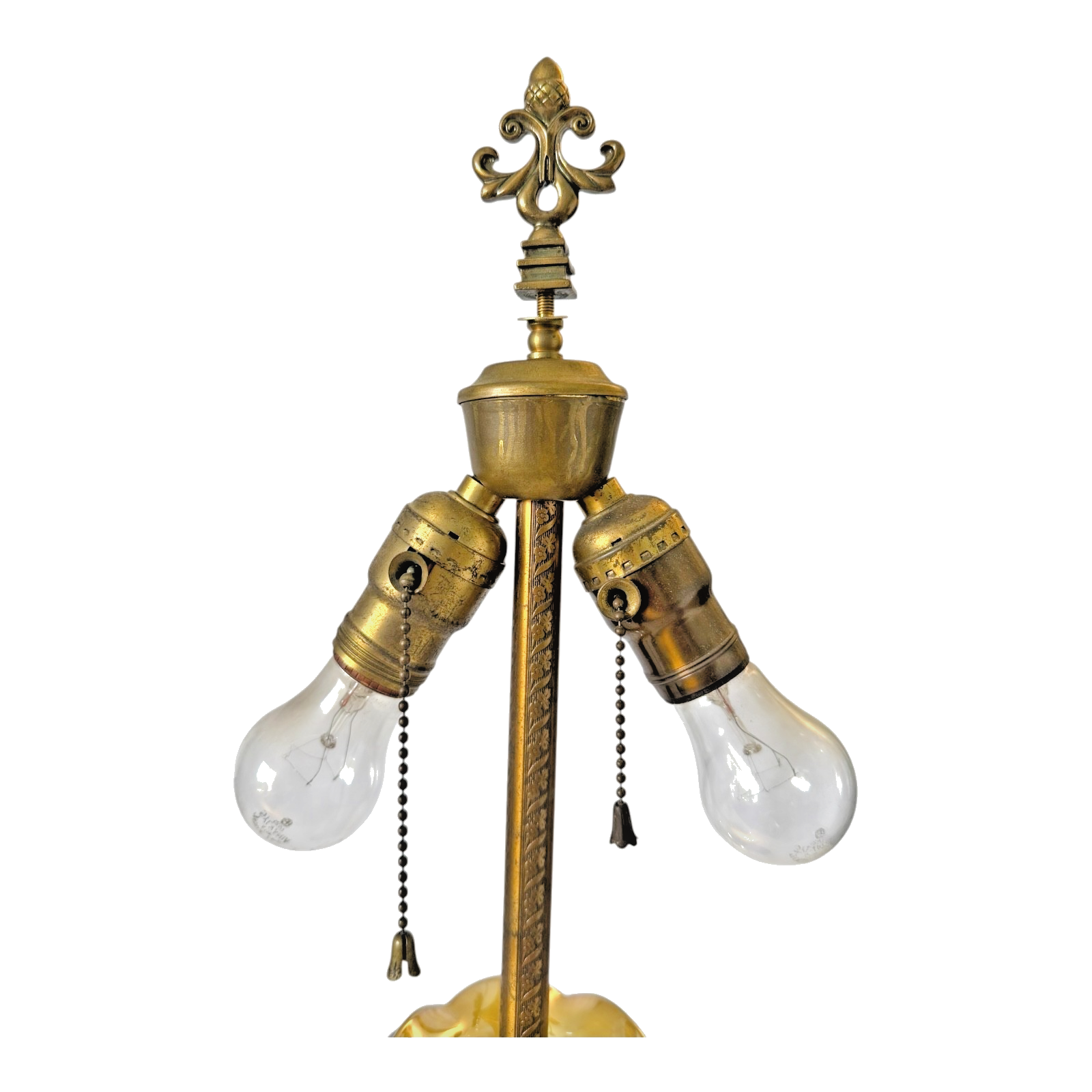Vintage Durand Pulled Feather Art Nouveau Glass Dual Socket Lamp
