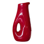 Vintage Murano Italian Red Art Glass Sculptural Vase with Cut-Out