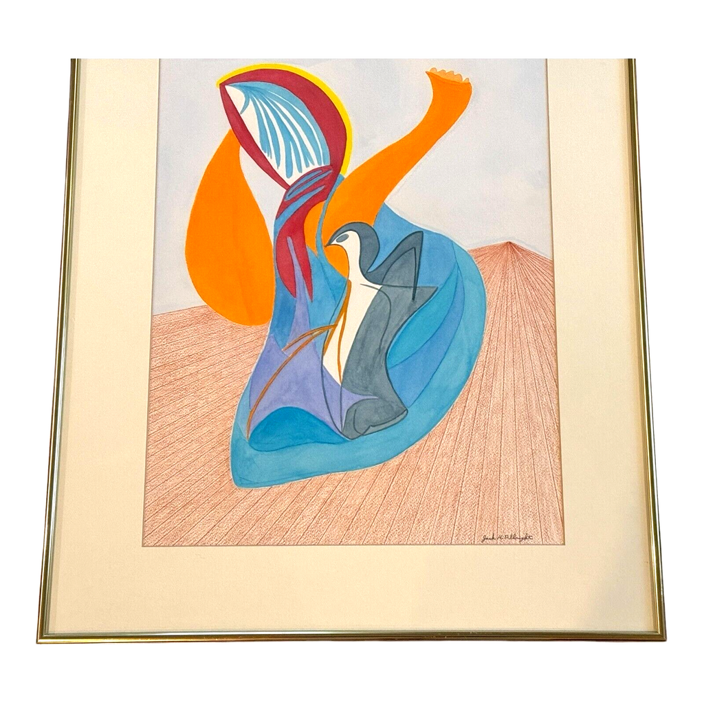Original MCM "Dancing Lady" Watercolor on Paper Framed Painting (Jack Albright)