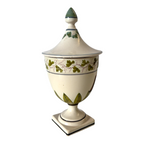 Antique Italian Majolica Apothecary Urn Jar with Lid - Pharmacy Drug Jar