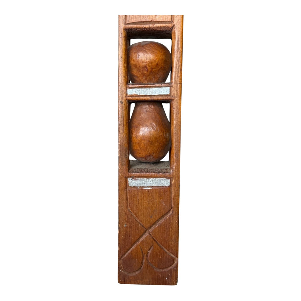 Vintage 1942 Hand Carved Wood Folk Art Whimsy Captive Sculpture - Heart Design