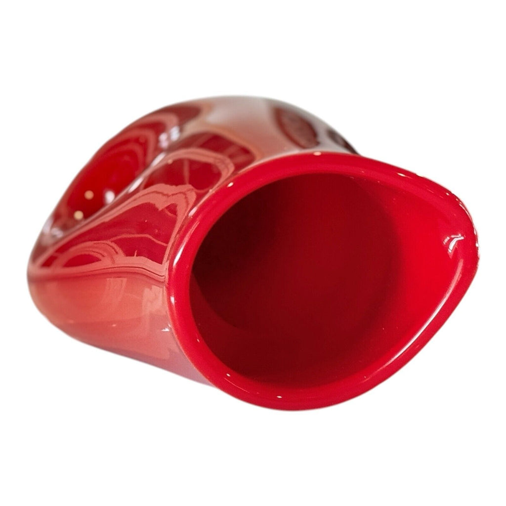 Vintage Murano Italian Red Art Glass Sculptural Vase with Cut-Out