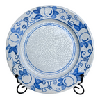 Antique Dedham Pottery Horse Chestnut Pattern Blue Crackle Lunch Plate, 7.5"