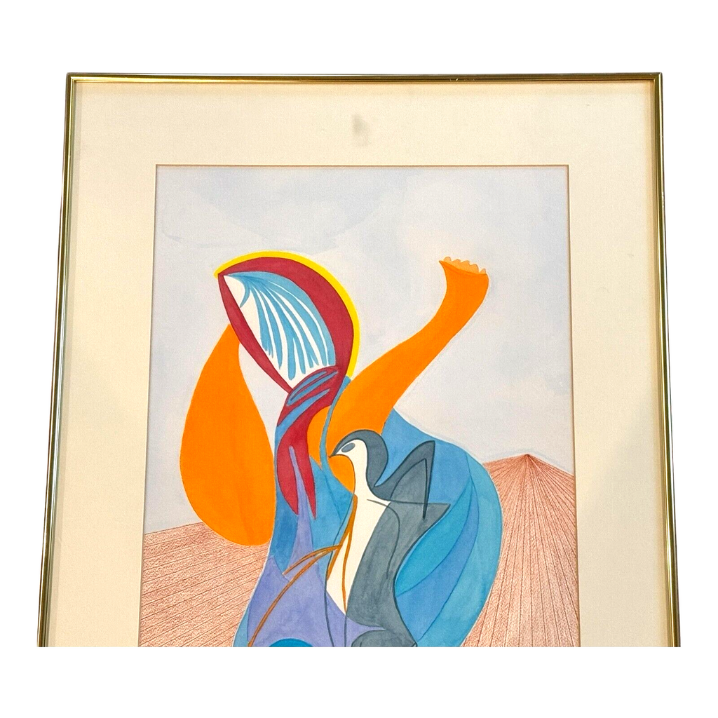 Original MCM "Dancing Lady" Watercolor on Paper Framed Painting (Jack Albright)