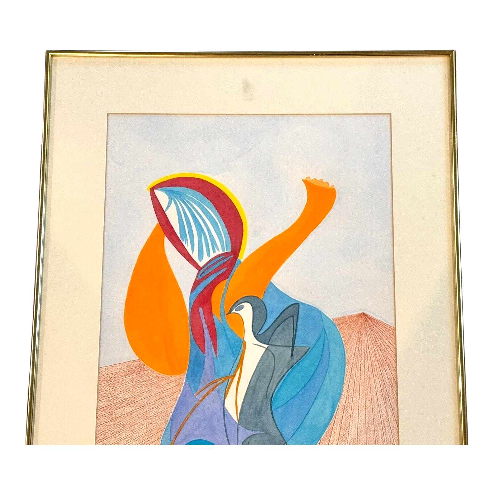Original MCM "Dancing Lady" Watercolor on Paper Framed Painting (Jack Albright)
