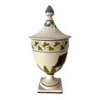 Antique Italian Majolica Apothecary Urn Jar with Lid - Pharmacy Drug Jar