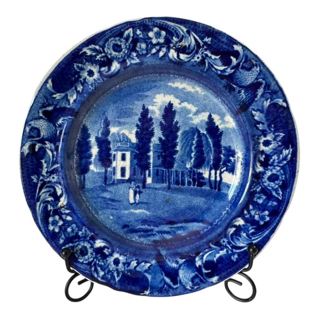 Antique Historical Staffordshire Blue White Transferware Plate – Hoboken NJ