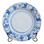 Antique Dedham Pottery Horse Chestnut Pattern Blue Crackle Lunch Plate, 7.5"