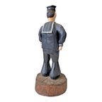 Vintage Folk Art Wood Carved Figure of a US Navy Sailor - Collectible Militaria