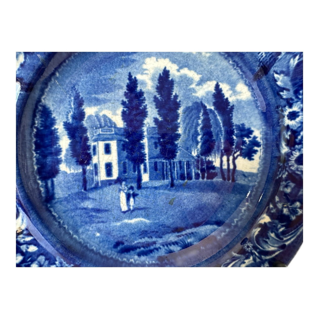 Antique Historical Staffordshire Blue White Transferware Plate – Hoboken NJ
