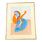 Original MCM "Dancing Lady" Watercolor on Paper Framed Painting (Jack Albright)