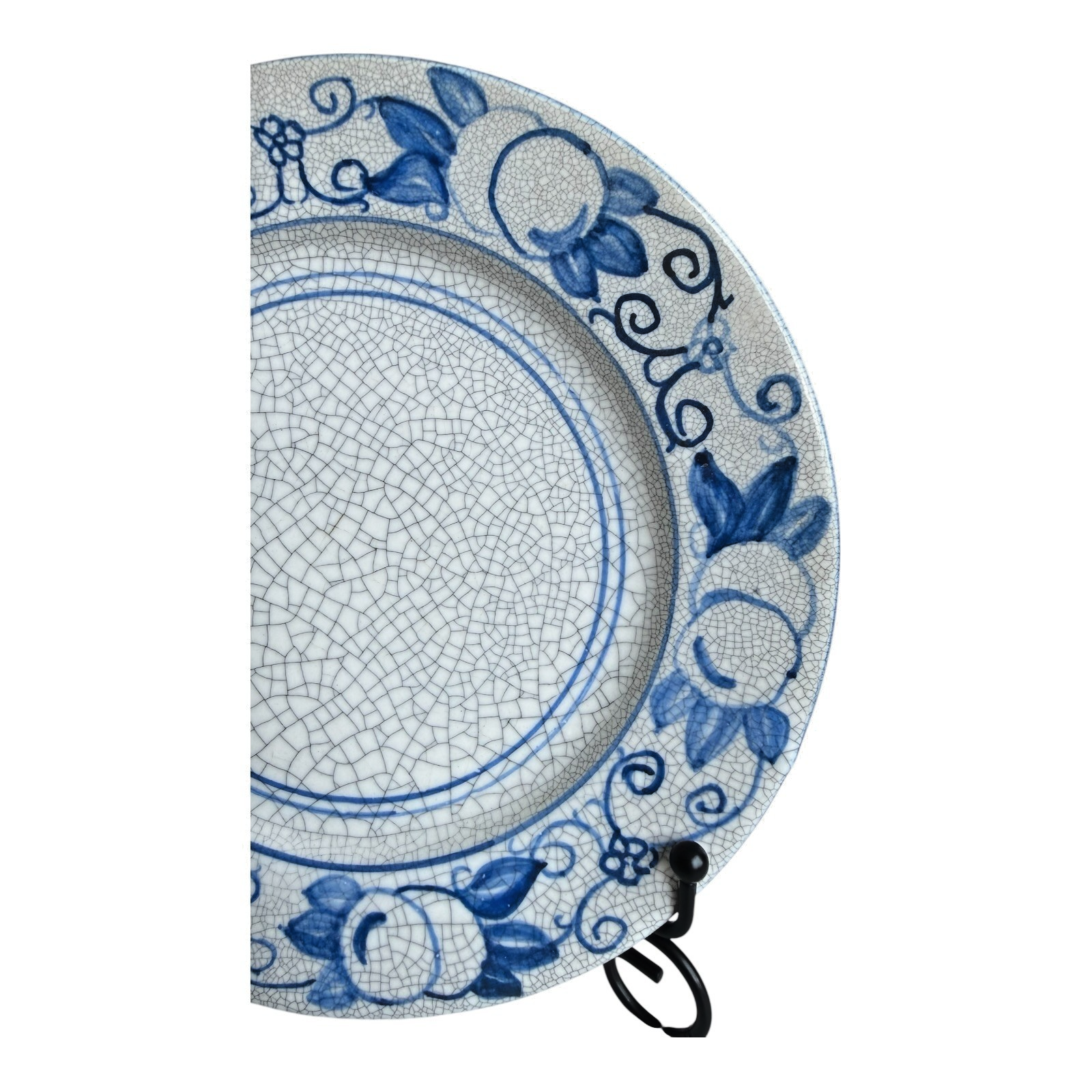 Antique Dedham Pottery Horse Chestnut Pattern Blue Crackle Lunch Plate, 7.5"