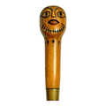 Antique Primitive Folk Art Carved Wood Handle Chisel Tool - Figural Face