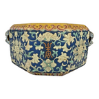 Antique Chinese Qing Dynasty Guangxu Cloisonné Style Pottery Bowl - Mask Handles