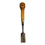 Antique Primitive Folk Art Carved Wood Handle Chisel Tool - Figural Face
