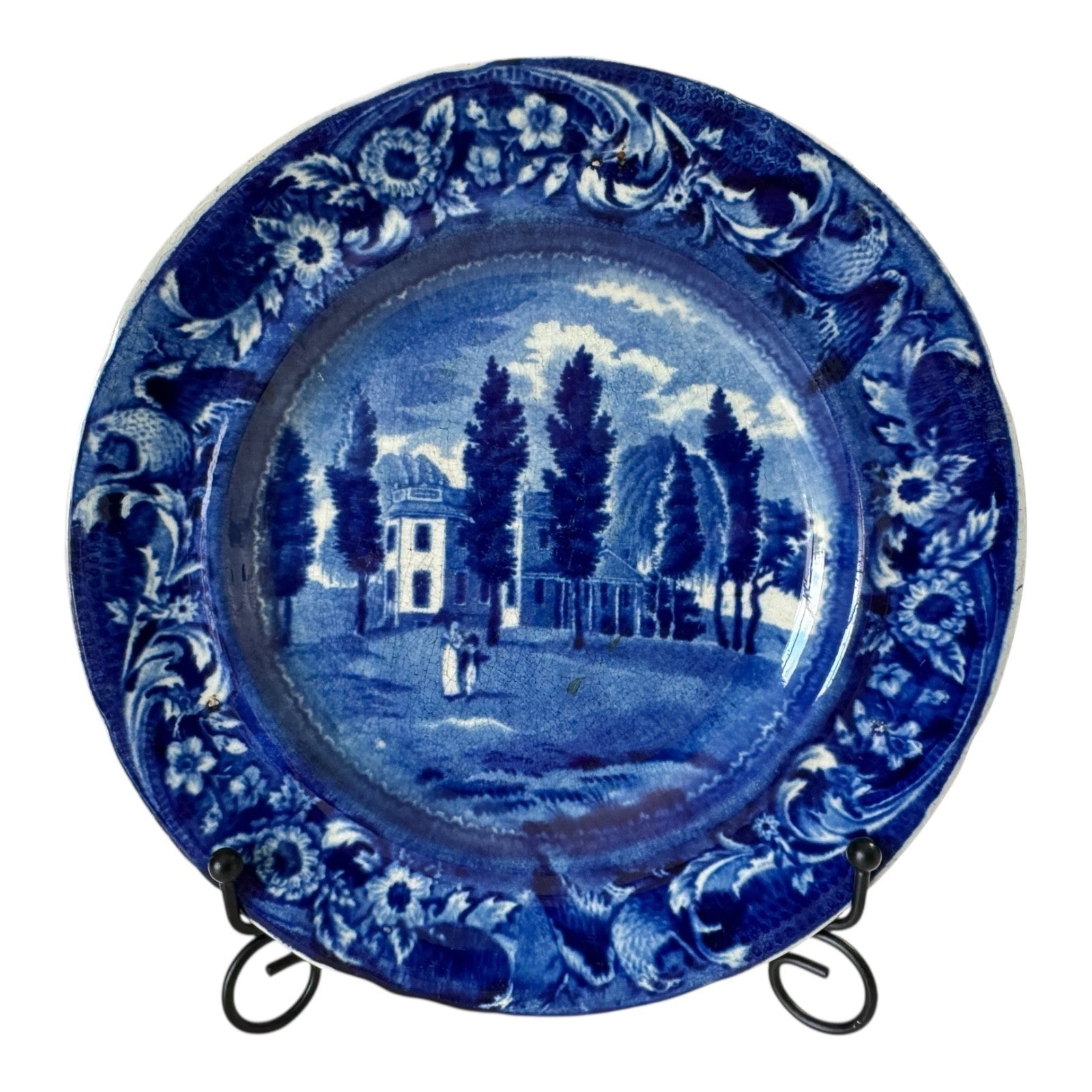 Antique Historical Staffordshire Blue White Transferware Plate – Hoboken NJ