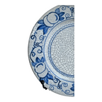 Antique Dedham Pottery Horse Chestnut Pattern Blue Crackle Lunch Plate, 7.5"