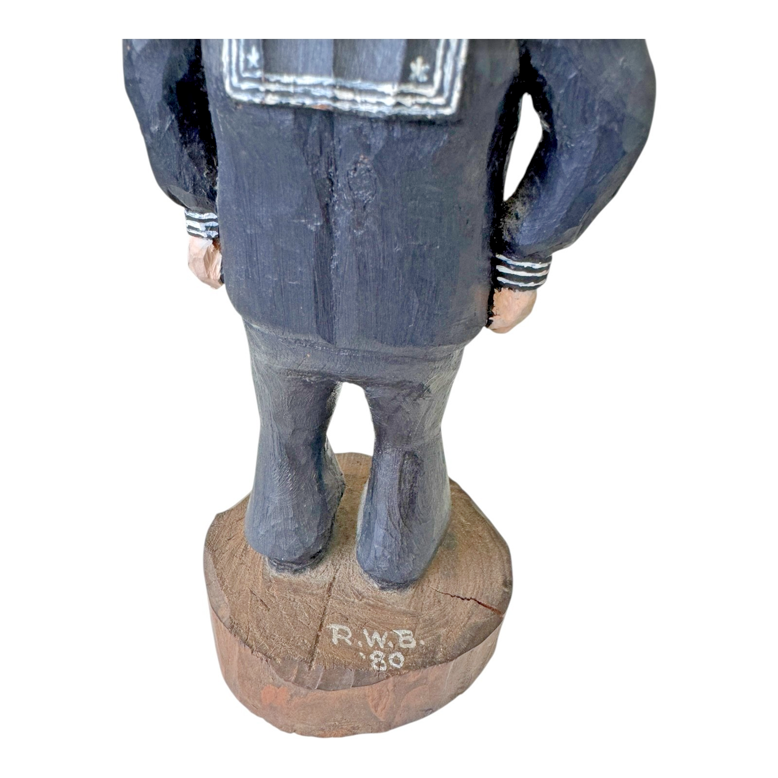 Vintage Folk Art Wood Carved Figure of a US Navy Sailor - Collectible Militaria