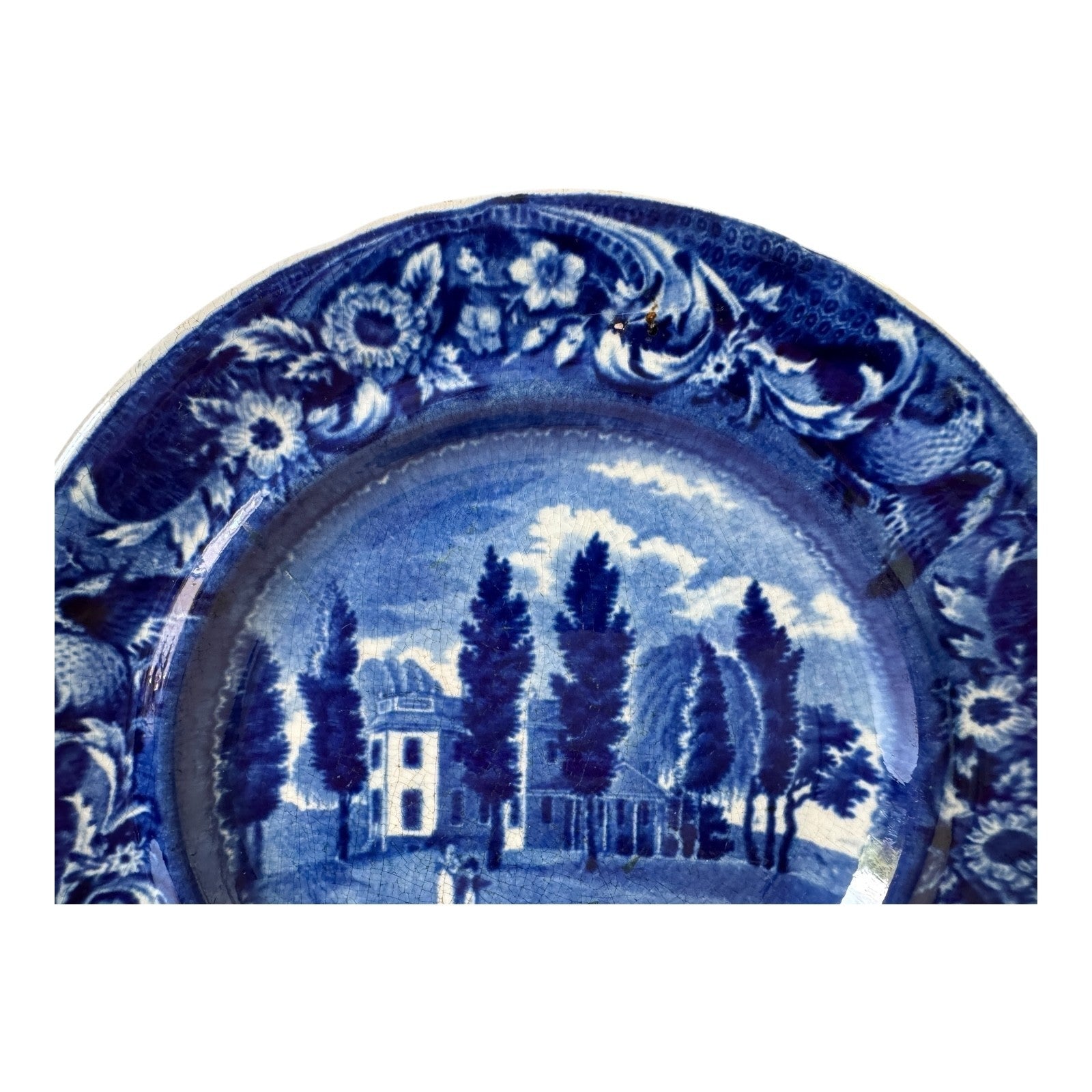Antique Historical Staffordshire Blue White Transferware Plate – Hoboken NJ